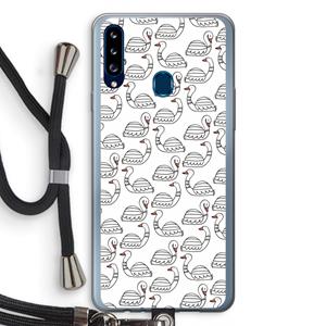 CaseCompany Zwanen: Samsung Galaxy A20s Transparant Hoesje met koord