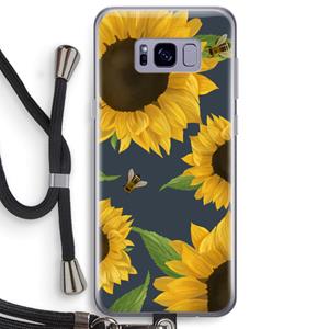 CaseCompany Sunflower and bees: Samsung Galaxy S8 Plus Transparant Hoesje met koord