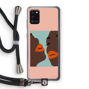 CaseCompany Orange lips: Samsung Galaxy A31 Transparant Hoesje met koord