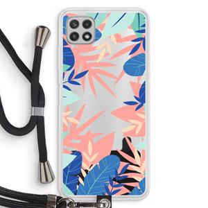 CaseCompany Tropisch: Samsung Galaxy A22 4G Transparant Hoesje met koord
