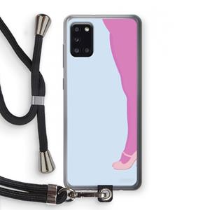 CaseCompany Pink panty: Samsung Galaxy A31 Transparant Hoesje met koord