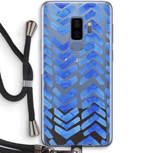 CaseCompany Blauwe pijlen: Samsung Galaxy S9 Plus Transparant Hoesje met koord