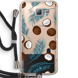 CaseCompany Kokosnoot roze: Samsung Galaxy J3 (2016) Transparant Hoesje met koord