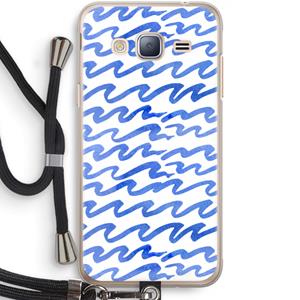 CaseCompany Blauwe golven: Samsung Galaxy J3 (2016) Transparant Hoesje met koord