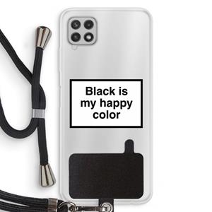 CaseCompany Black is my happy color: Samsung Galaxy A22 4G Transparant Hoesje met koord