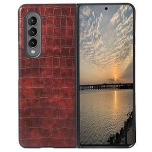 Lunso Samsung Galaxy Z Fold4 - Croco patroon cover hoes - Bruin