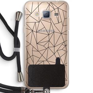CaseCompany Geometrische lijnen zwart: Samsung Galaxy J3 (2016) Transparant Hoesje met koord