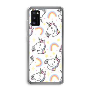 CaseCompany Rainbow Unicorn: Samsung Galaxy A41 Transparant Hoesje