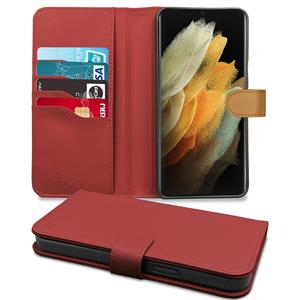 Hoyde Høyde - Vegan lederen bookcase hoes - 100% Biologisch Afbreekbaar - Samsung Galaxy S21 Ultra - Rood