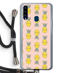 CaseCompany Ananas: Samsung Galaxy A20s Transparant Hoesje met koord