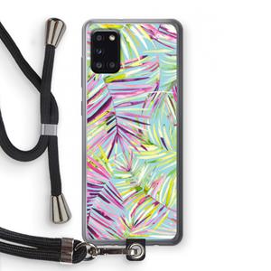 CaseCompany Tropical Palms Blue: Samsung Galaxy A31 Transparant Hoesje met koord