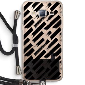 CaseCompany Zwarte vegen: Samsung Galaxy J3 (2016) Transparant Hoesje met koord
