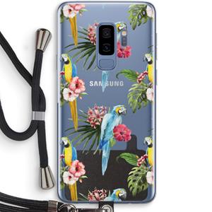 CaseCompany Kleurrijke papegaaien: Samsung Galaxy S9 Plus Transparant Hoesje met koord