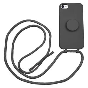 Hoyde Høyde - iPhone SE (2022 / 2020) / 8 / 7 / 6(s) - Telefoonhoes met koord + Socket houder - Zwart