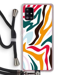 CaseCompany Colored Zebra: Samsung Galaxy A51 5G Transparant Hoesje met koord