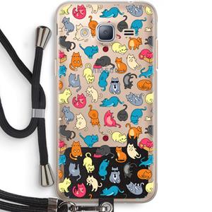 CaseCompany Kleurrijke katten: Samsung Galaxy J3 (2016) Transparant Hoesje met koord