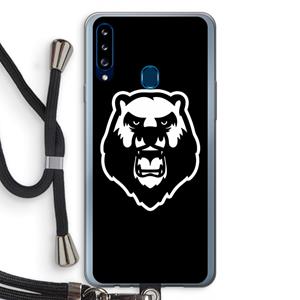 CaseCompany Angry Bear (black): Samsung Galaxy A20s Transparant Hoesje met koord