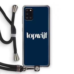 CaseCompany Topwijf Navy: Samsung Galaxy A31 Transparant Hoesje met koord