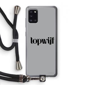 CaseCompany Topwijf Grijs Zwart: Samsung Galaxy A31 Transparant Hoesje met koord