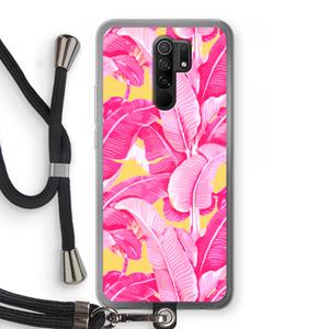 CaseCompany Pink Banana: Xiaomi Redmi 9 Transparant Hoesje met koord