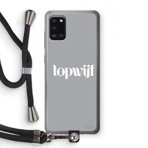 CaseCompany Topwijf Grijs Wit: Samsung Galaxy A31 Transparant Hoesje met koord