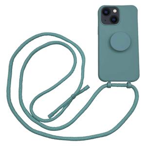 Hoyde Høyde - 2 in 1 Socket houder en Necklace Backcover hoes - iPhone 13 Mini - Donkergroen