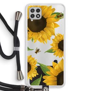 CaseCompany Sunflower and bees: Samsung Galaxy A22 4G Transparant Hoesje met koord