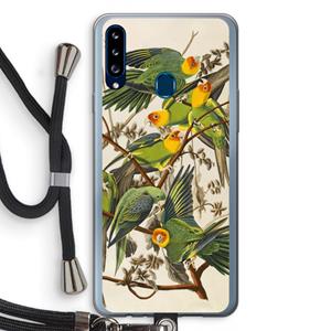 CaseCompany Carolinaparkiet: Samsung Galaxy A20s Transparant Hoesje met koord