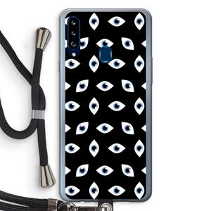 CaseCompany Eyes pattern: Samsung Galaxy A20s Transparant Hoesje met koord
