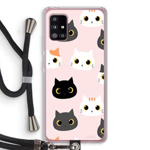 CaseCompany Katten: Samsung Galaxy A51 5G Transparant Hoesje met koord