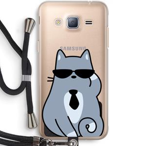 CaseCompany Cool cat: Samsung Galaxy J3 (2016) Transparant Hoesje met koord