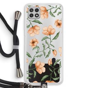CaseCompany Peachy flowers: Samsung Galaxy A22 4G Transparant Hoesje met koord
