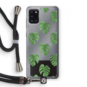 CaseCompany Monstera leaves: Samsung Galaxy A31 Transparant Hoesje met koord