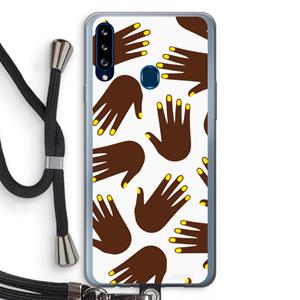CaseCompany Hands dark: Samsung Galaxy A20s Transparant Hoesje met koord