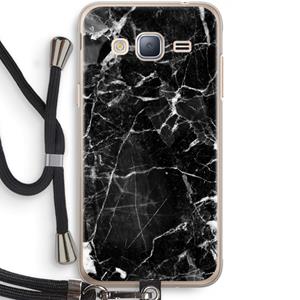 CaseCompany Zwart Marmer 2: Samsung Galaxy J3 (2016) Transparant Hoesje met koord