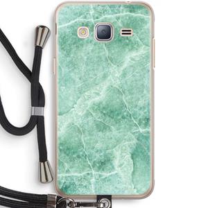 CaseCompany Groen marmer: Samsung Galaxy J3 (2016) Transparant Hoesje met koord