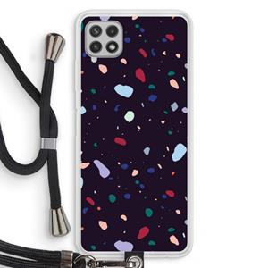 CaseCompany Dark Rounded Terrazzo: Samsung Galaxy A22 4G Transparant Hoesje met koord