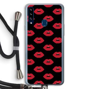 CaseCompany Lips: Samsung Galaxy A20s Transparant Hoesje met koord