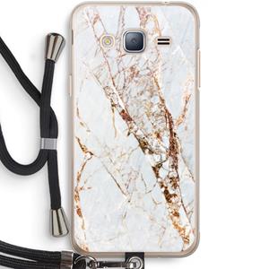 CaseCompany Goud marmer: Samsung Galaxy J3 (2016) Transparant Hoesje met koord