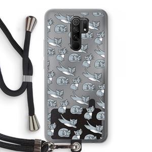 CaseCompany Poezen: Xiaomi Redmi 9 Transparant Hoesje met koord