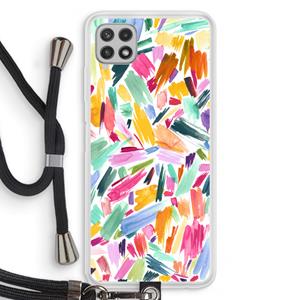CaseCompany Watercolor Brushstrokes: Samsung Galaxy A22 4G Transparant Hoesje met koord