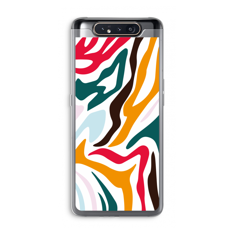 CaseCompany Colored Zebra: Samsung Galaxy A80 Transparant Hoesje