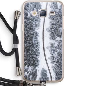 CaseCompany Snøfall: Samsung Galaxy J3 (2016) Transparant Hoesje met koord