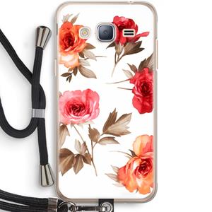 CaseCompany Roosjes: Samsung Galaxy J3 (2016) Transparant Hoesje met koord