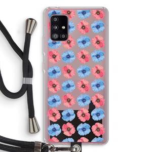 CaseCompany Klaproosjes: Samsung Galaxy A51 5G Transparant Hoesje met koord