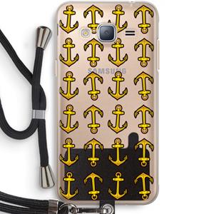 CaseCompany Musketon Anchor: Samsung Galaxy J3 (2016) Transparant Hoesje met koord