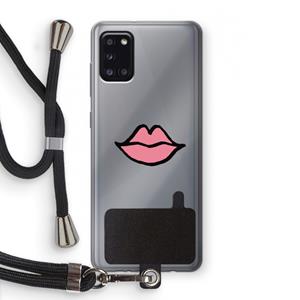 CaseCompany Kusje: Samsung Galaxy A31 Transparant Hoesje met koord