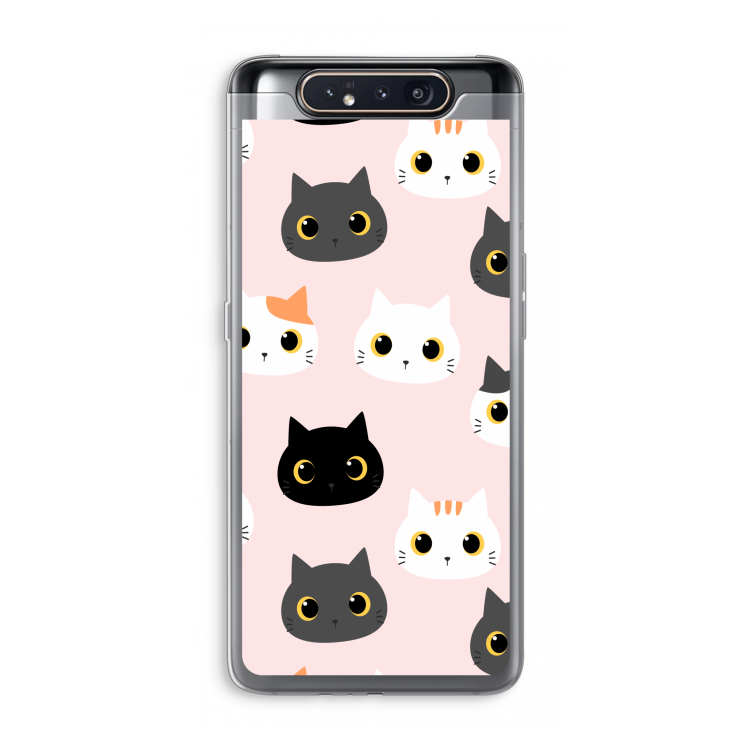 CaseCompany Katten: Samsung Galaxy A80 Transparant Hoesje