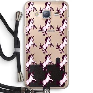 CaseCompany Musketon Unicorn: Samsung Galaxy J3 (2016) Transparant Hoesje met koord