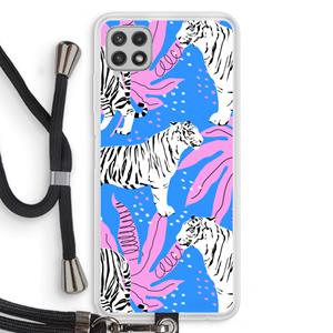 CaseCompany Tijger: Samsung Galaxy A22 4G Transparant Hoesje met koord